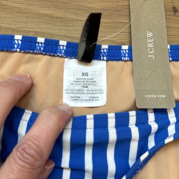 NWT J. Crew Blue and White Striped Bikini Bottom - Picture 3 of 4